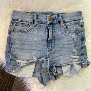 American Eagle Distressed Curvy Hi-Rise Shortie size 0